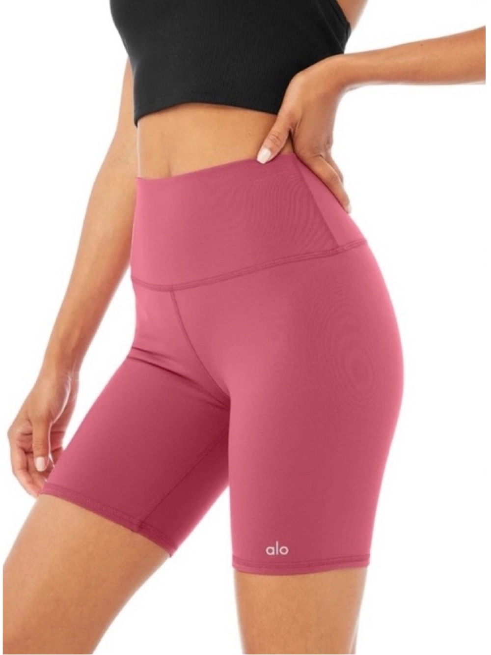 ALO Yoga High Waist Biker Shorts 7” in Raspberry Sorbet Size XS